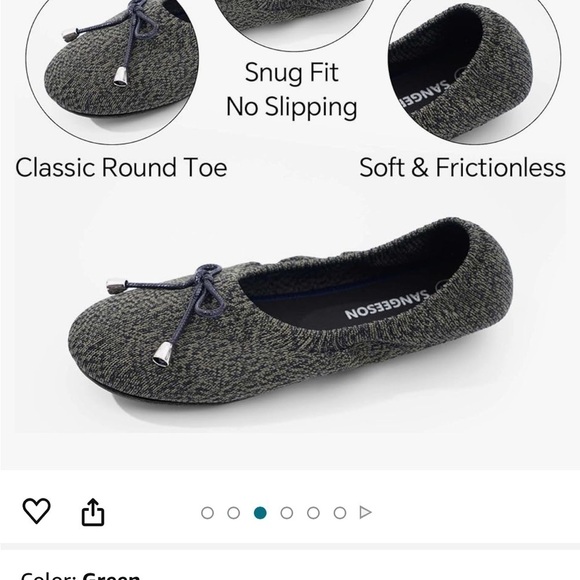 Knit Ballet Flats Green Women’s Size 8 NWT Travel Casual Slip O…Balletcore Goth - Picture 16 of 16